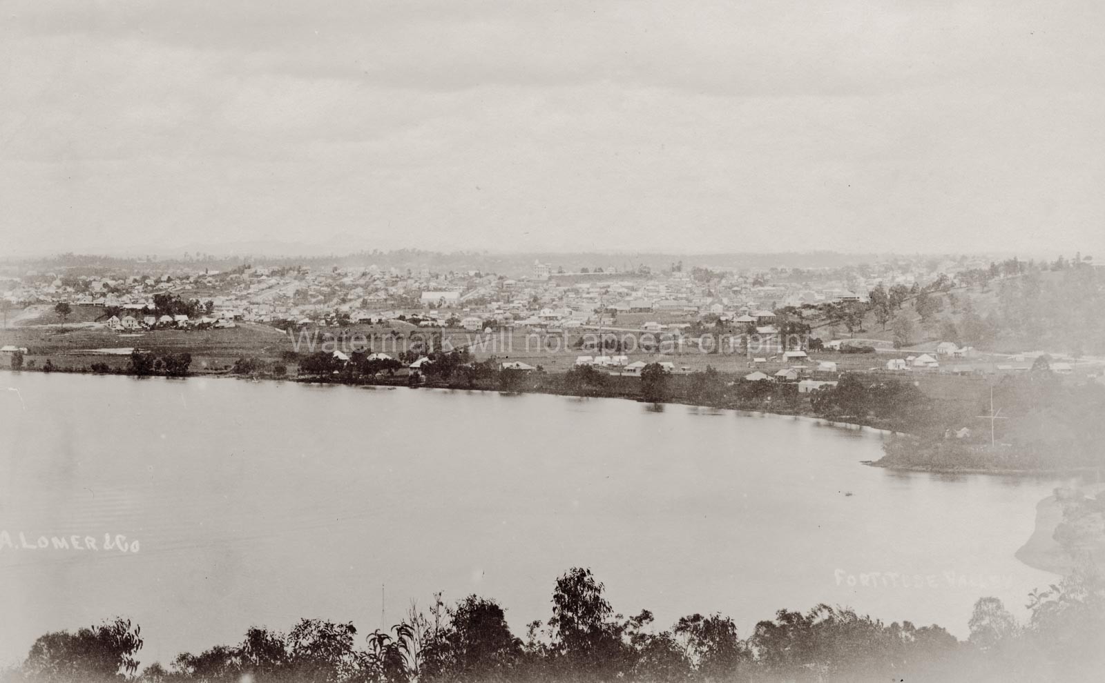 Fortitude Valley Brisbane Queensland Bay View Panorama Vtg. Photo 19thC.