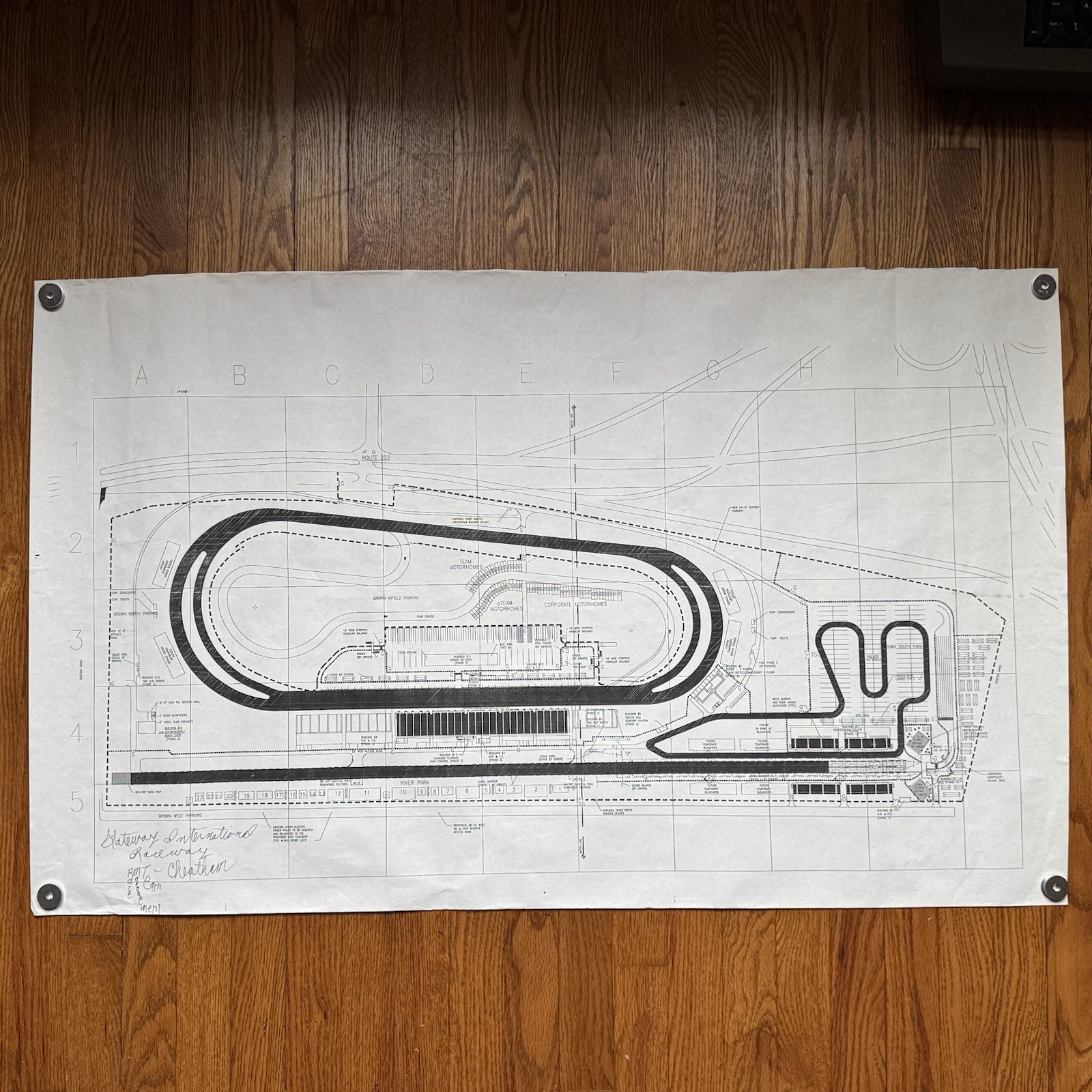 Vintage Gateway International Raceway Site Plan Blueprint 27x40 Engineering Map