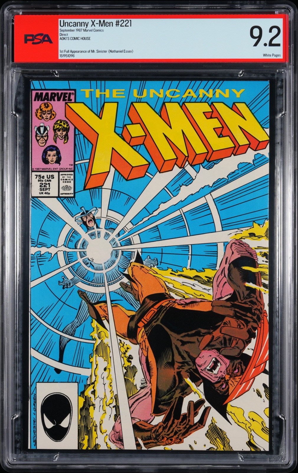 Uncanny X-Men #221 PSA 9.2 1st app. Mister Sinister (Nathaniel Essex) Key 1987