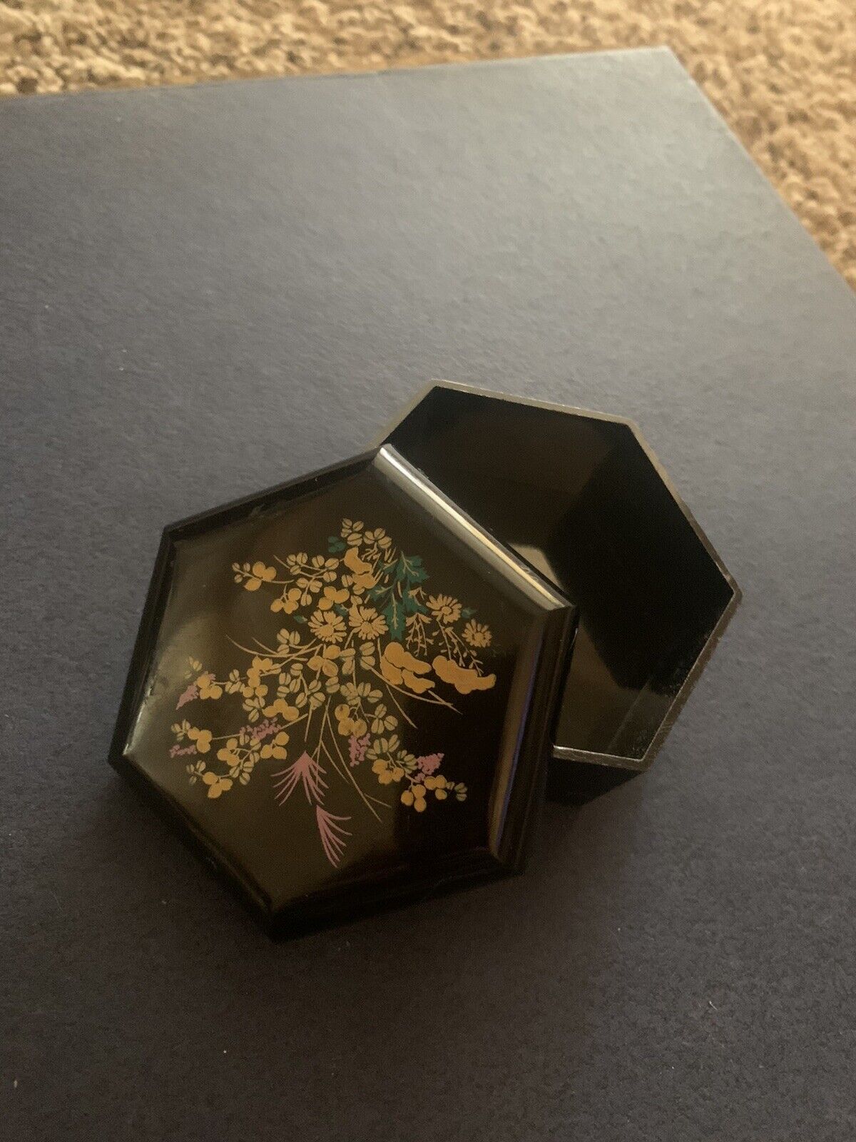Vintage Hexagonal Nesting Trinket/Vanity Boxes Made In Thailand