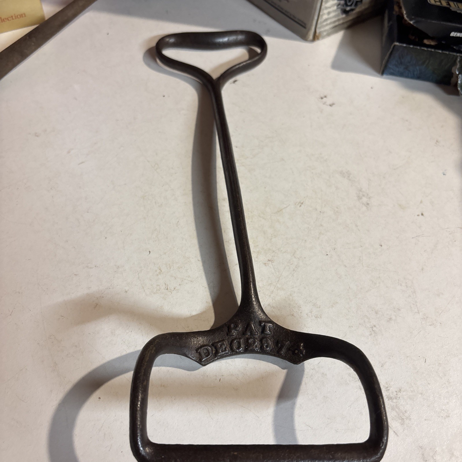 Vintage Hog Holder Tool By Dr Rinehart Cast Iron Pat Dec 29 1874 VGC Nice Piece