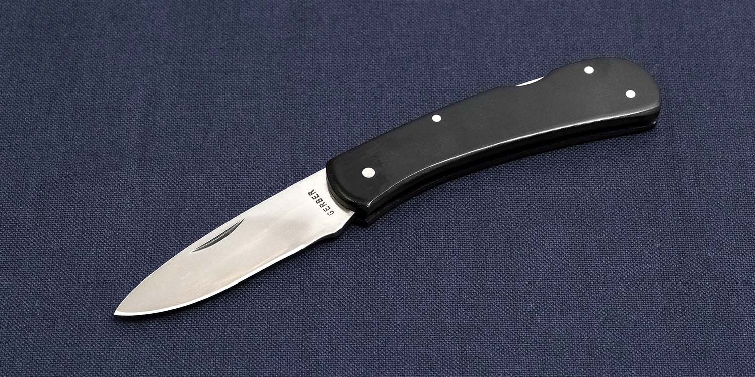 GERBER Classic L.S.T. Black Micarta Pocket Knife Vintage Unused 1980s