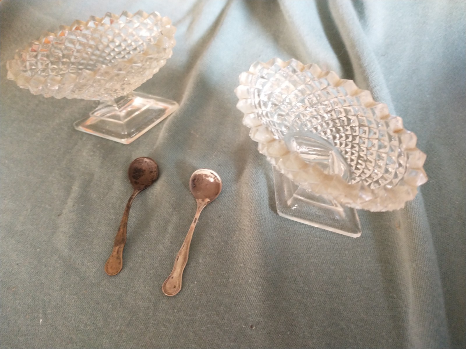 Vintage Westmoreland English Hobnail Clear Open Salt Cellars Set of 2