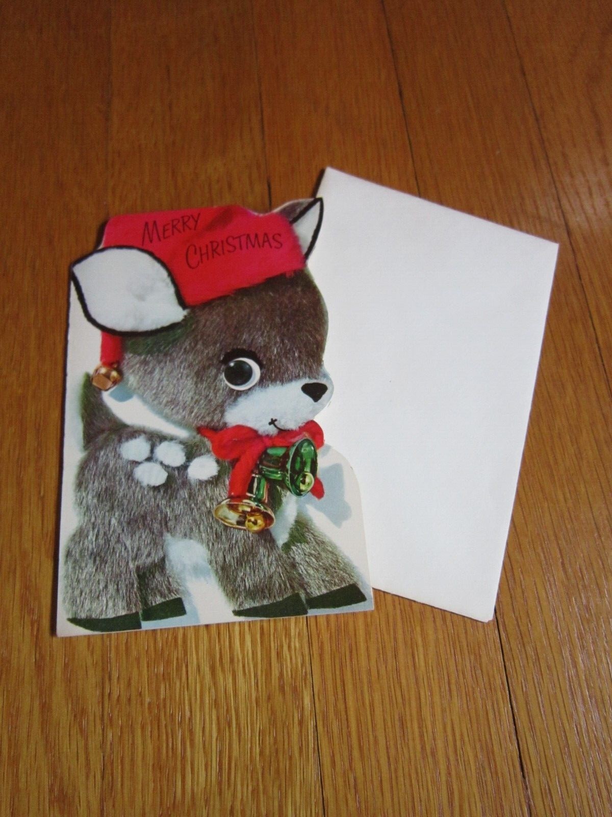 Vintage Children\'s Christmas Card Paramount Baby Reindeer Gray with Spots Fawn