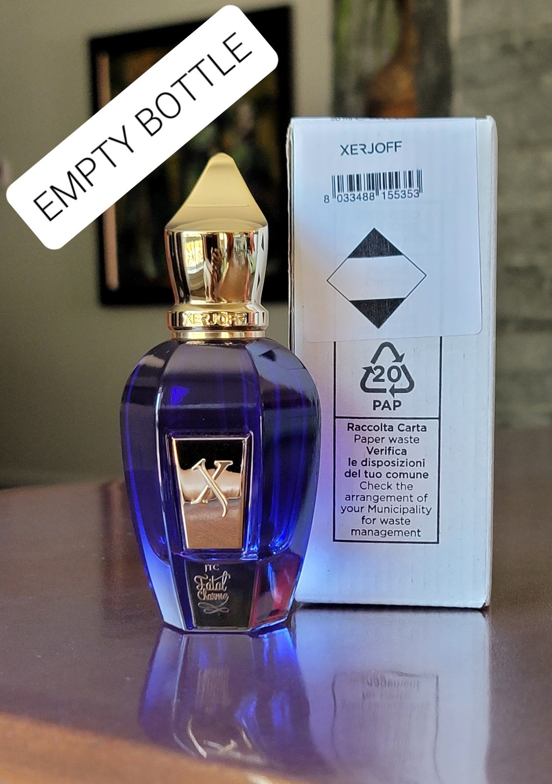 Fatal Charme Xerjoff Original Glass Collectible EMPTY Perfume Bottle