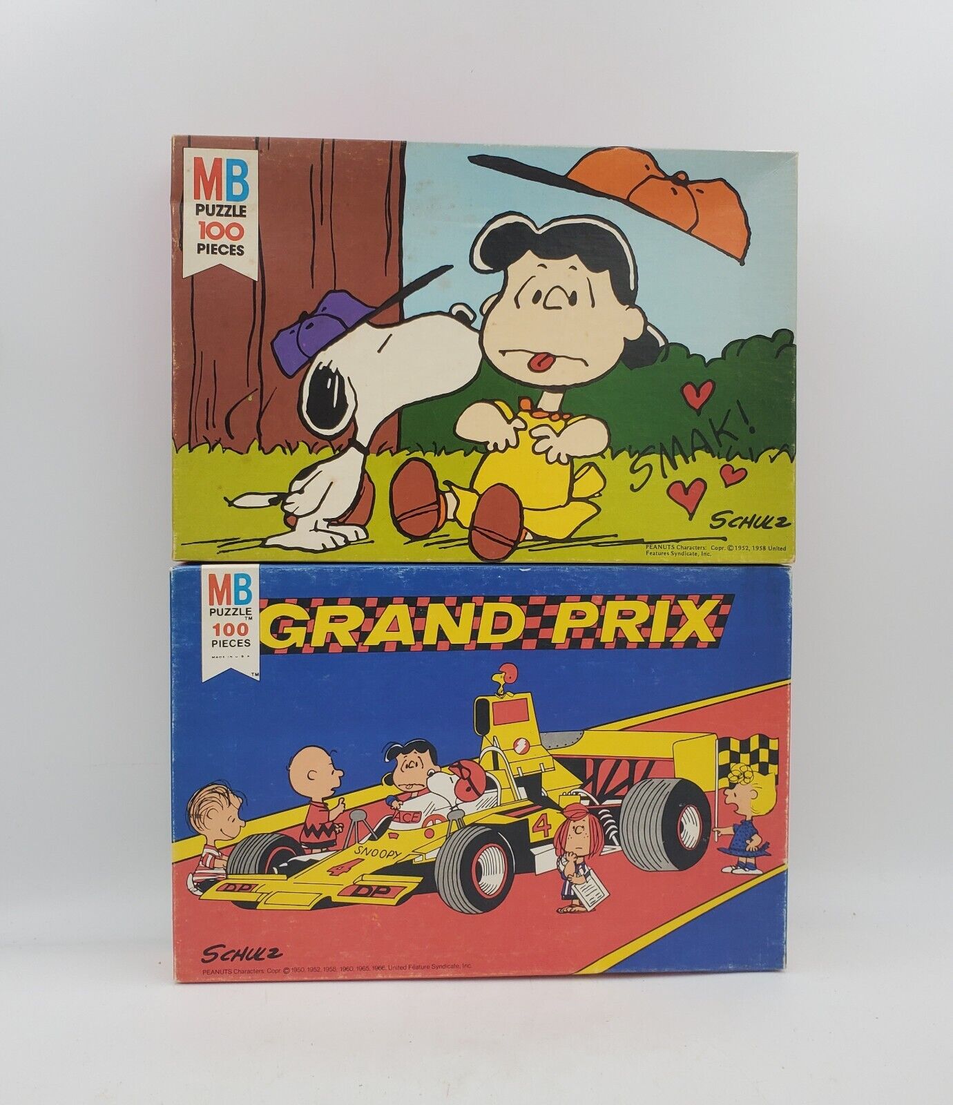 Peanuts Snoopy Kissing Lucy Smak & Grand Prix Racing Jigsaw Puzzles 100 Pcs Lot