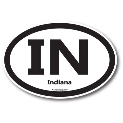 IN Indiana US State Oval Magnet Decal, 4x6 Inches, Automotive Magnet for Car