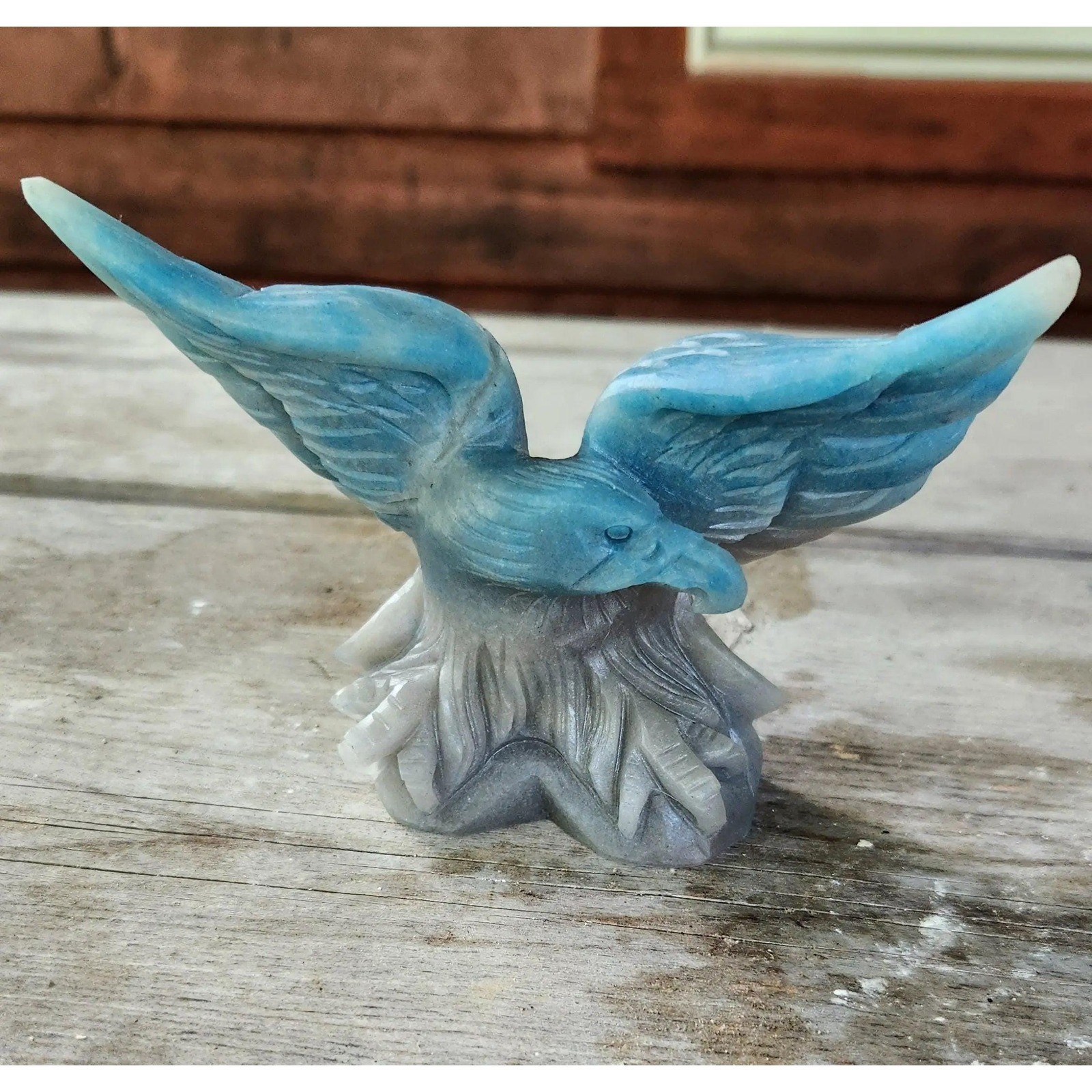 Beautiful Crystal Blue Trolleite Carved Eagle, Rare Trolleite Eagle, Rare