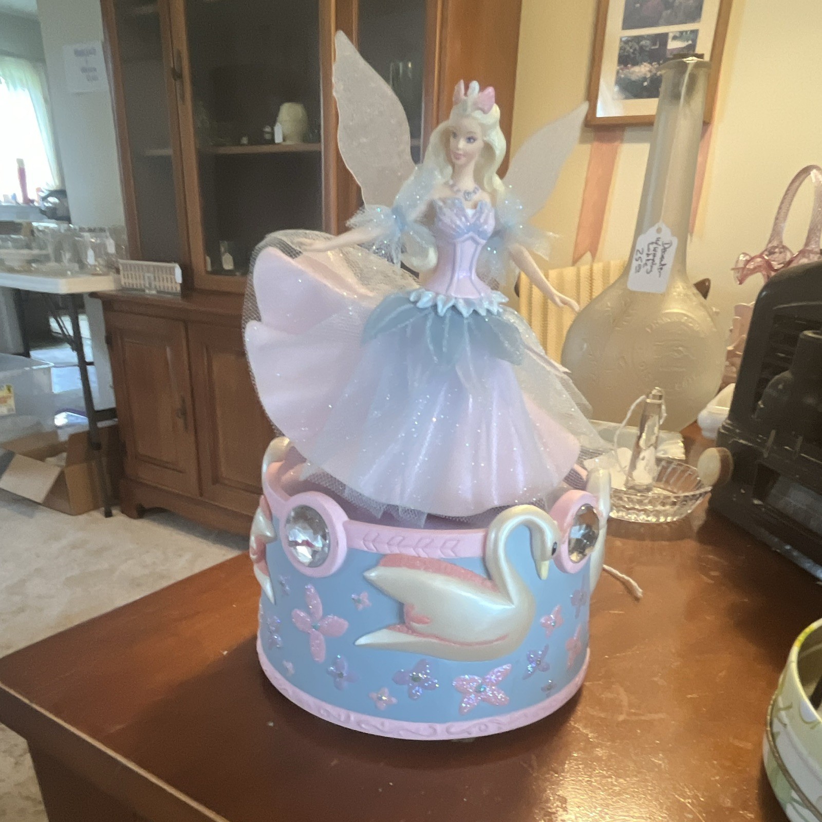 Glitter Fairy Fantasy Figurine 3D Effect Pink/Blue/White Floral Plastic
