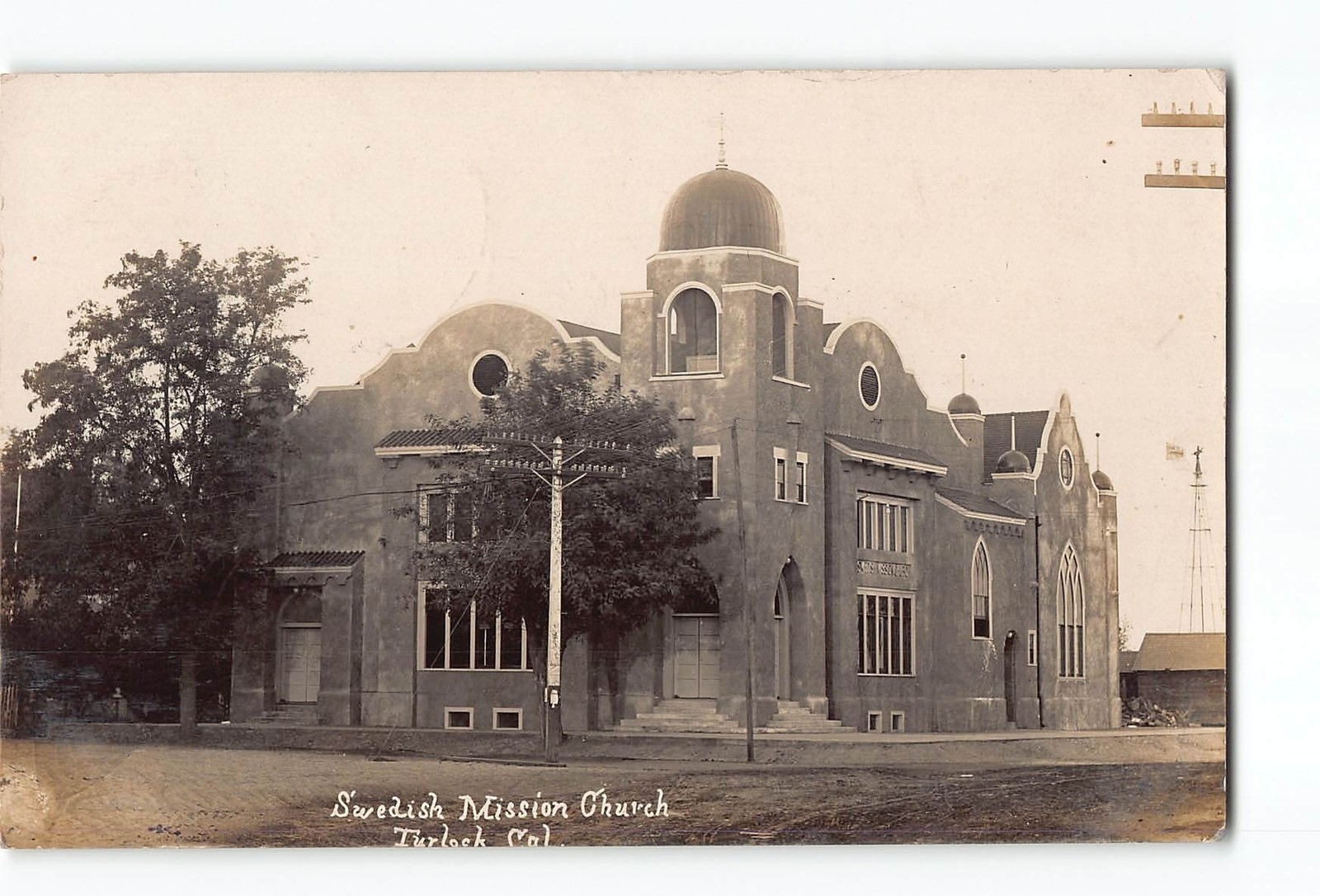 Turlock California CA RPPC Real Photo 1908 Swedish Mission Church