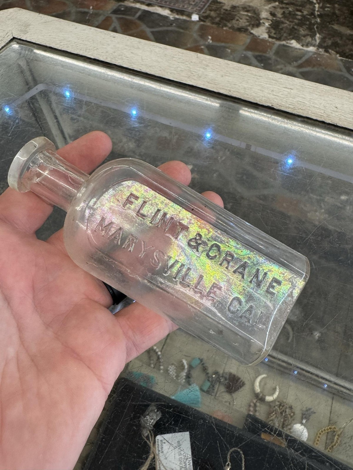 Vintage Flint & Crane Medicine Bottle Marysville CA Clear Glass California