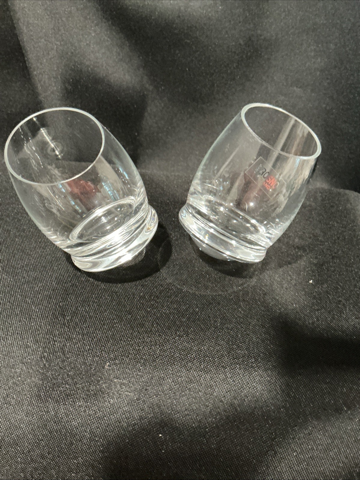 Rare Krosno From Poland Rolling Clear Glass Vodka Shot Glasses Set Of Two