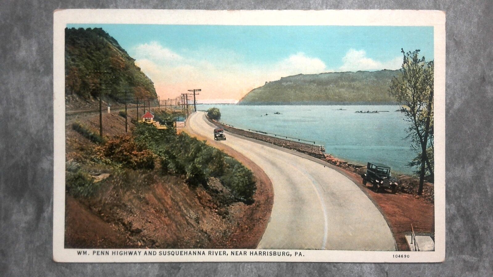 Vintage c1934 Postcard William Penn Highway Susquehanna River Harrisburg PA