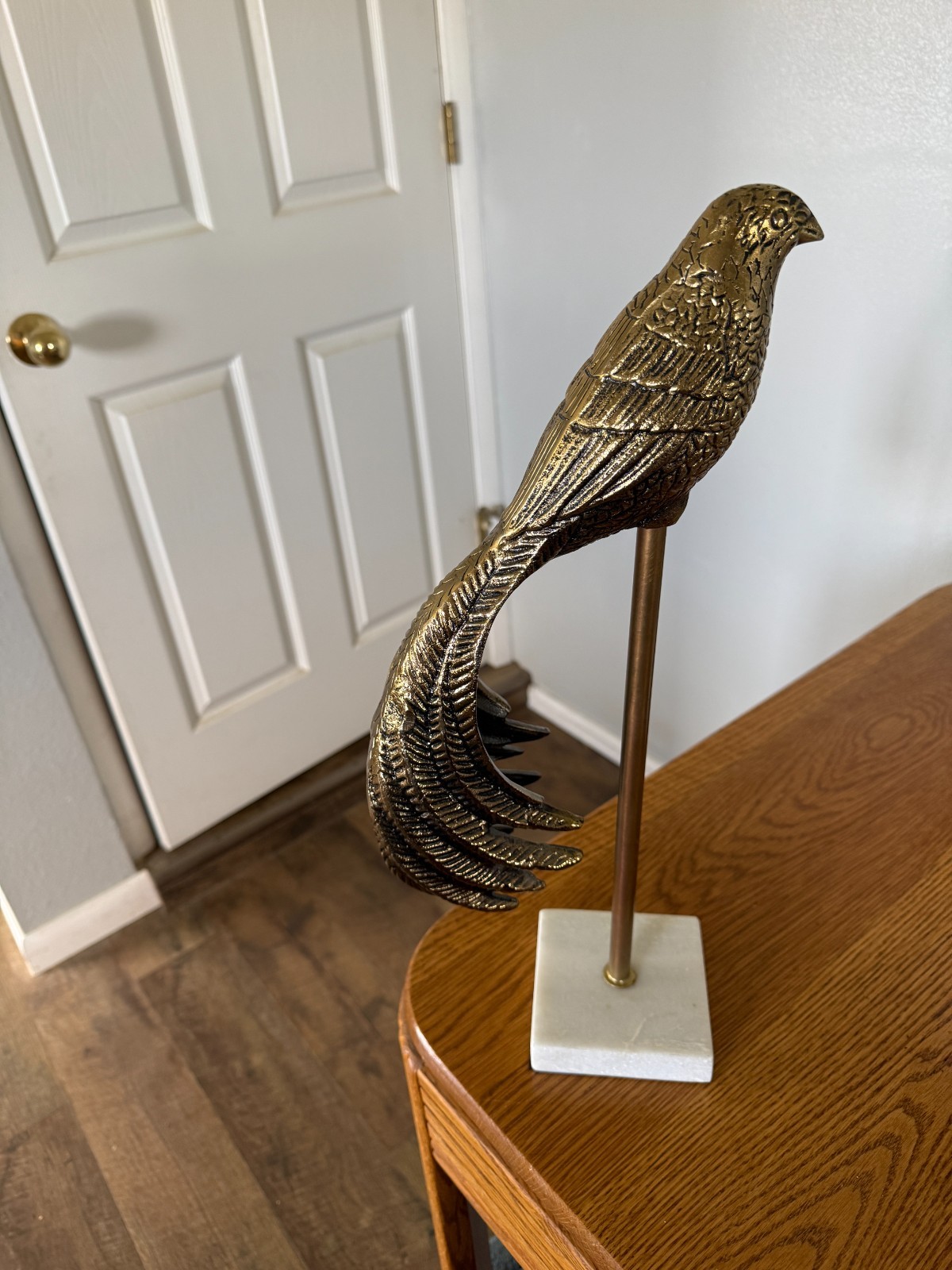 Vintage MCM Solid Brass Bird with Long Tail India 18\