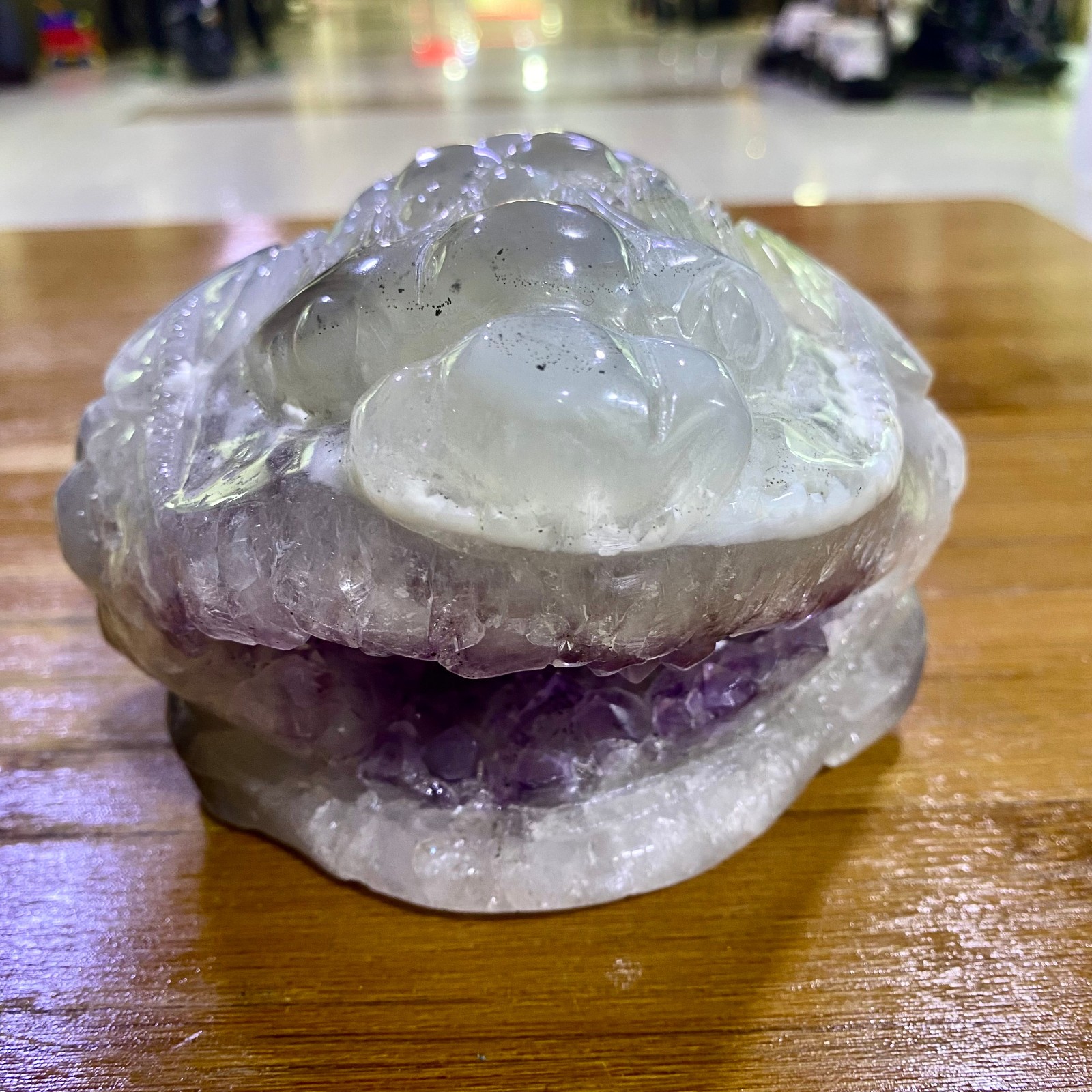 3.6LB Natural Beautiful Agate Amethyst Handmade Gold Toad Crystal Treatment- 3.6LB Natural Beautiful Agate Amethyst Handmade Gold Toad Crystal Treatment-