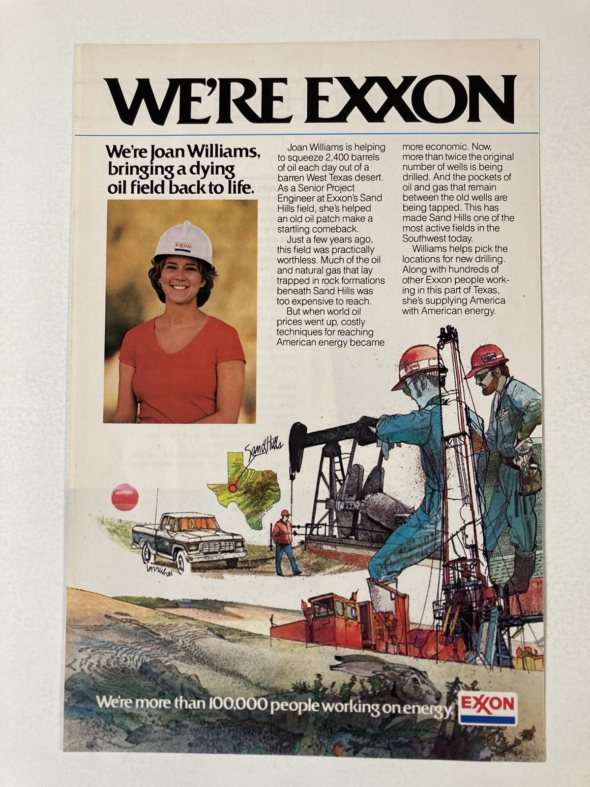 1981 Exxon Gas Station Print Ad Joan Williams Dying Oil Field