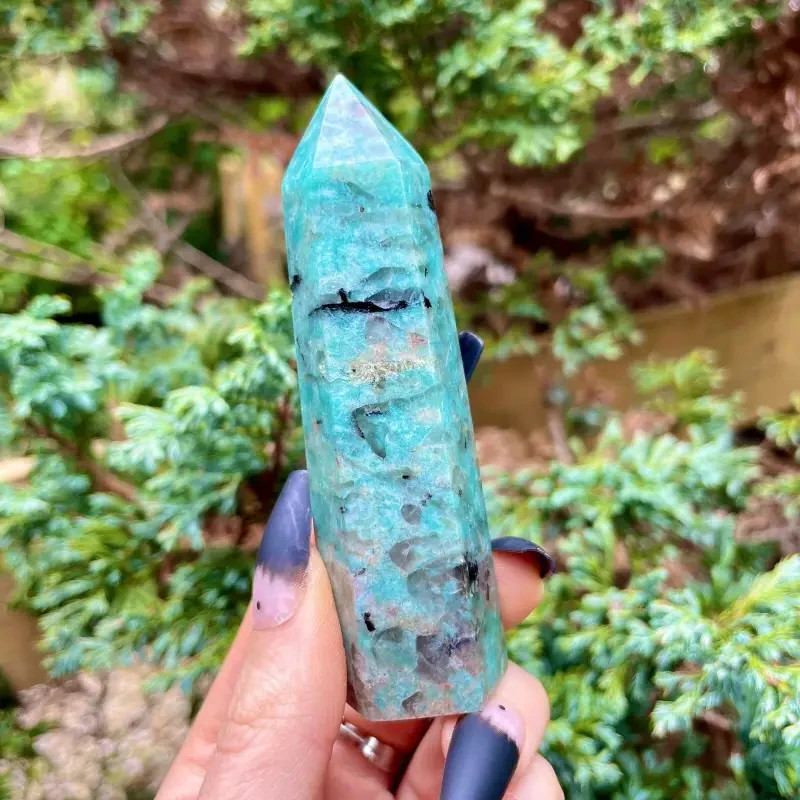 Natural Amazonite Point Obelisk Healing Crystal Wand Tower Mineral Specimen Gift