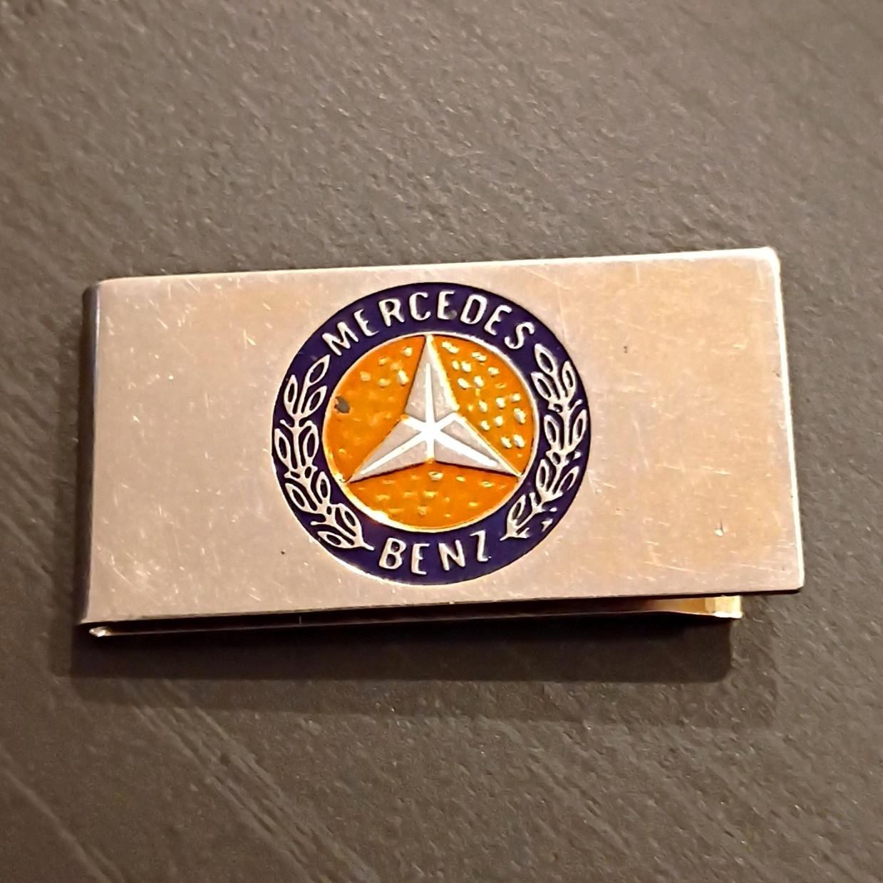VINTAGE Mercedes-Benz Logo Silver Metal Money Clip from 1971-1972 Year