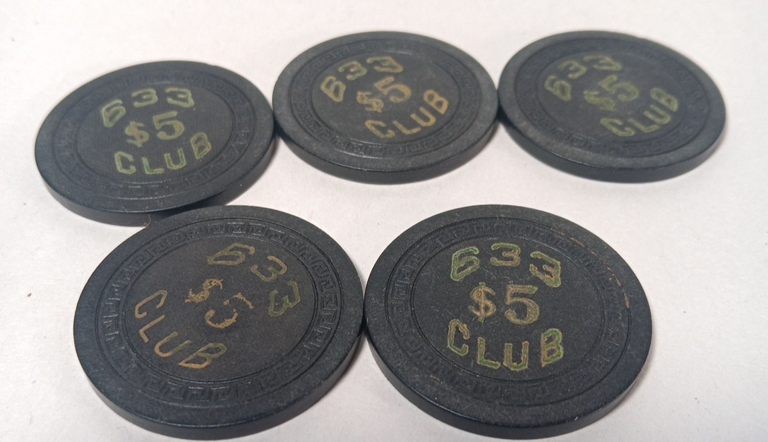 VINTAGE 633 Club / Flamingo Club Illegal Casino Newport Kentucky $5 Token Lot /5 VINTAGE 633 Club / Flamingo Club Illegal Casino Newport Kentucky $5 Token Lot /5