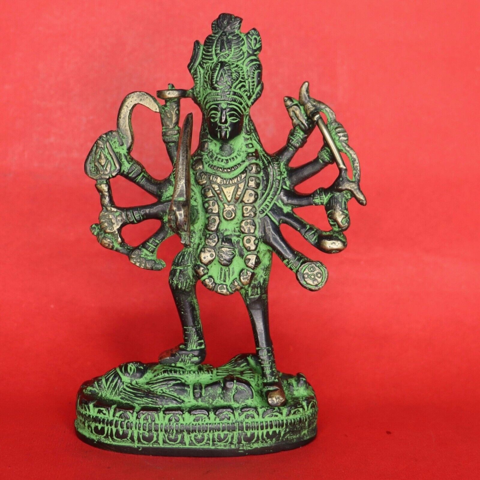Goddess Kali Statue Handmade Brass Kaali Mahakali Figure Bhadra Kaali Statue