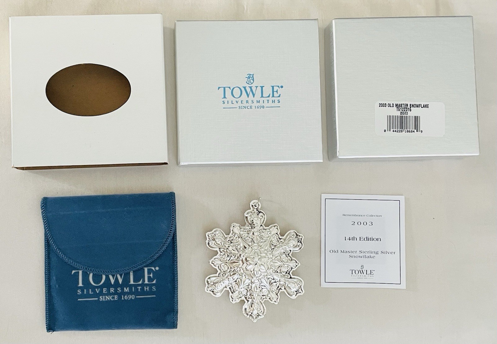 2003 Towle Sterling OLD MASTER SNOWFLAKE Ornament 14TH Edition 2003 Towle Sterling OLD MASTER SNOWFLAKE Ornament 14TH Edition