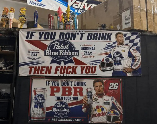 PBR Ricky Bobby Banner Set Of 2 | Pabst Blue Ribbon Man Cave Garage Bar Wall Dec