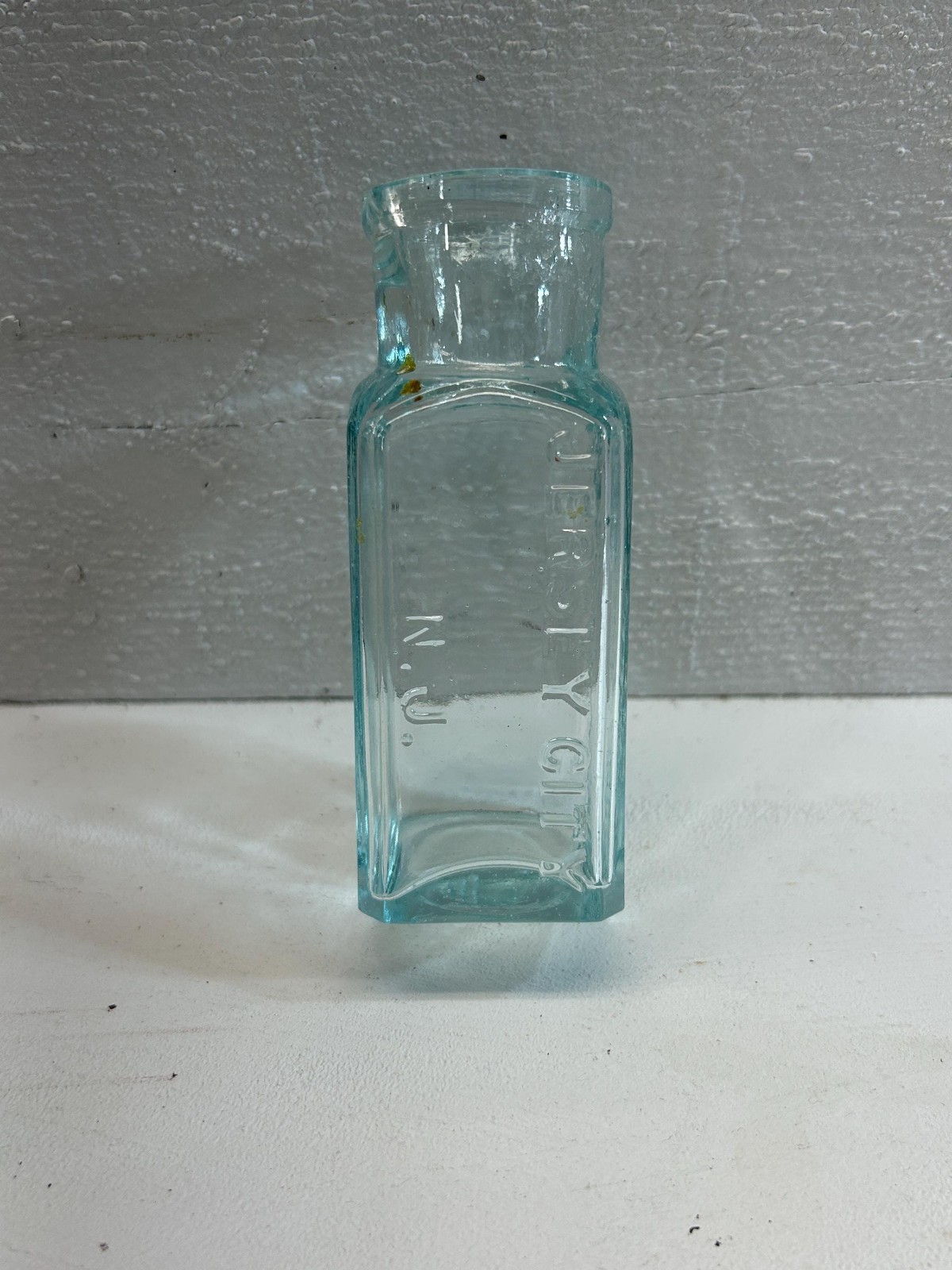 Antique Dr. O.R. Brown Jersey City NJ Embossed Aqua Medicine Bottle Apothecary