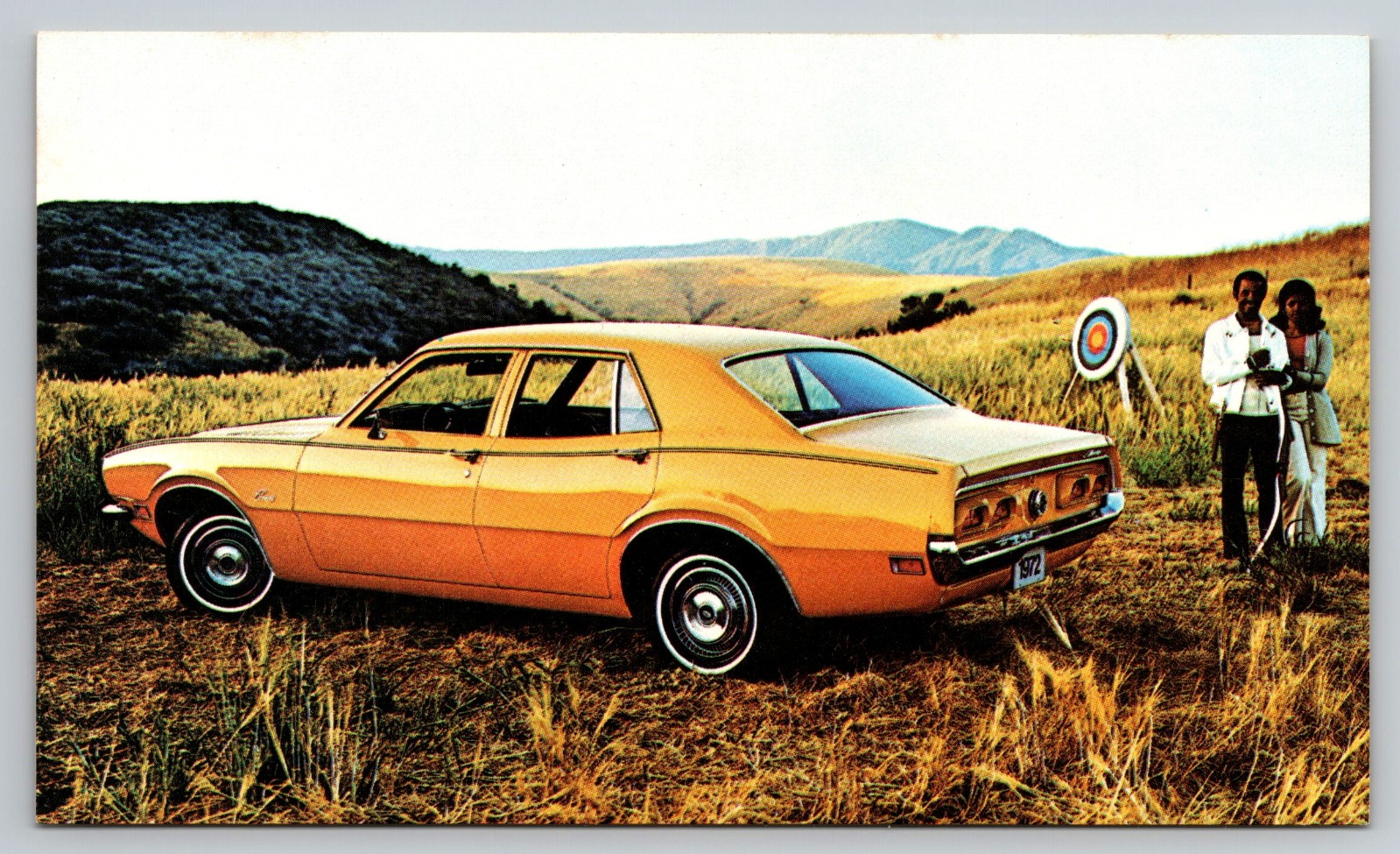 Sharon Pennsylvania Shenango Lincoln Mercury 1972 Comet Gold Dealer Ad Postcard