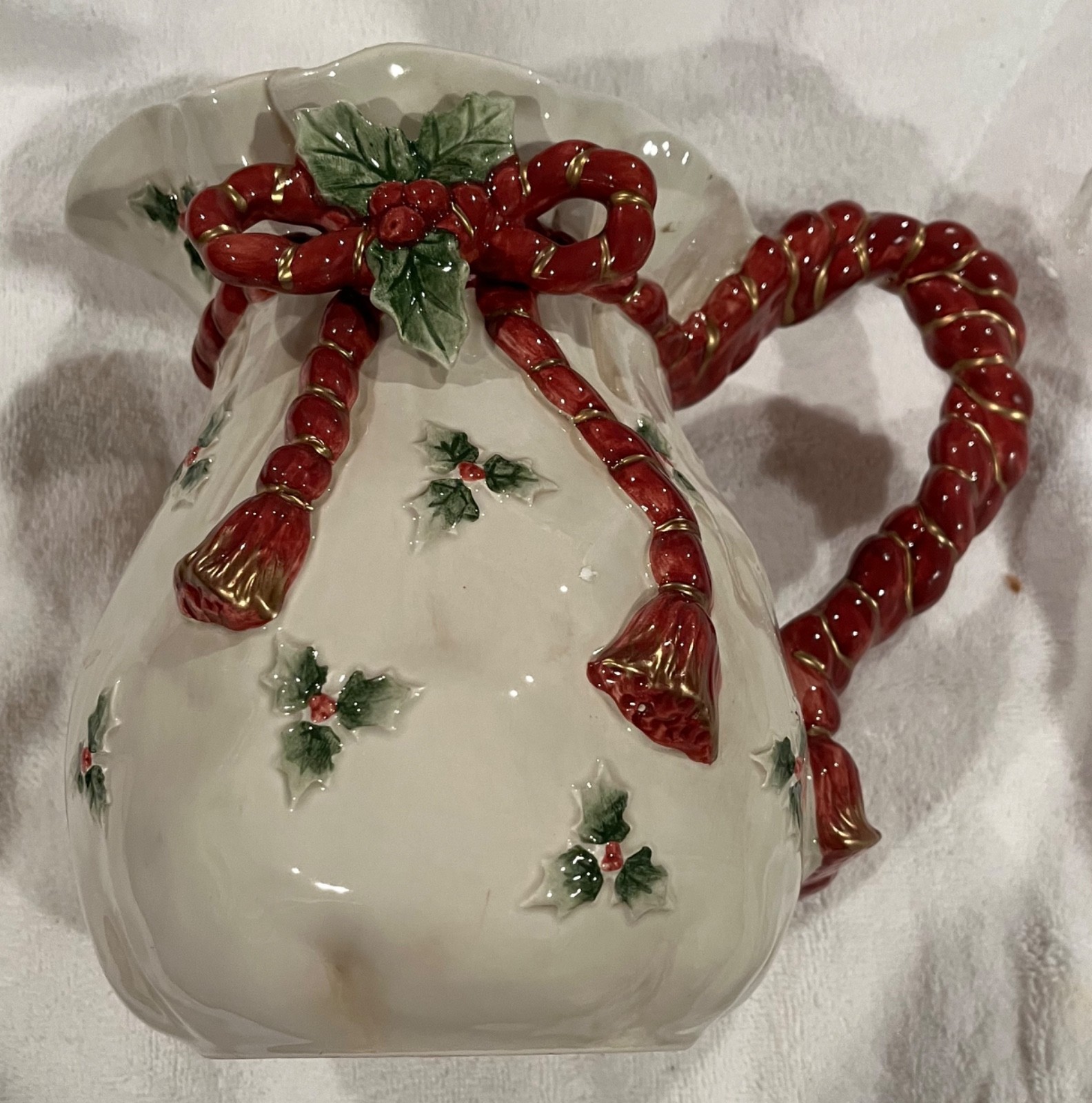 Fitz and Floyd Vintage 1990 Old World Santa Bag 2 Qt Pitcher 19/372 with Box Fitz and Floyd Vintage 1990 Old World Santa Bag 2 Qt Pitcher 19/372 with Box
