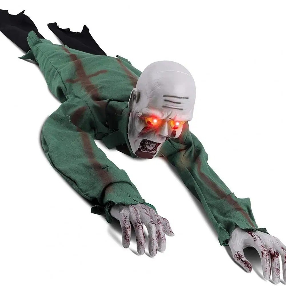 Animated Crawling Zombie Prop Light Up Eyes Sound Activated