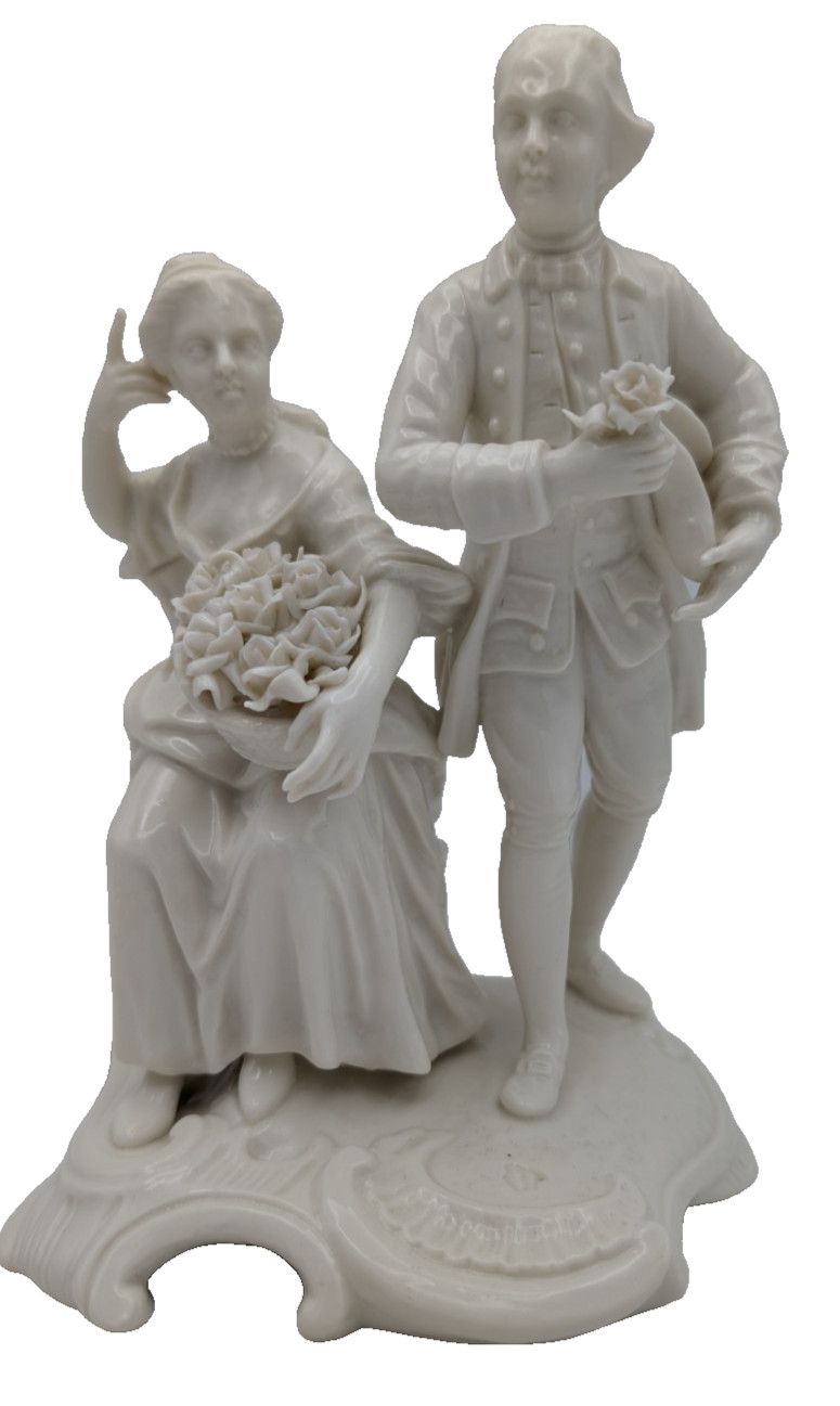 Antique Frankenthal Nymphenburg Porcelain Courting Couple Blanc de Chine 1923