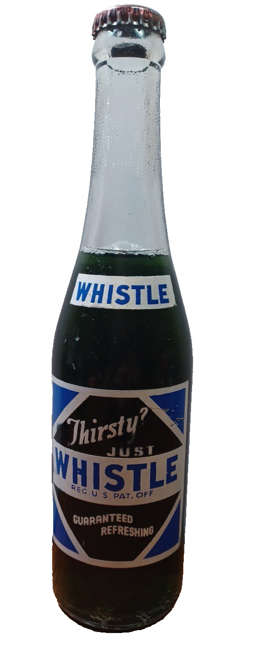 Thirsty? Just Whistle Black Cherry Pop Soda Bottle Full w/cap Schofield, Wi RRDS