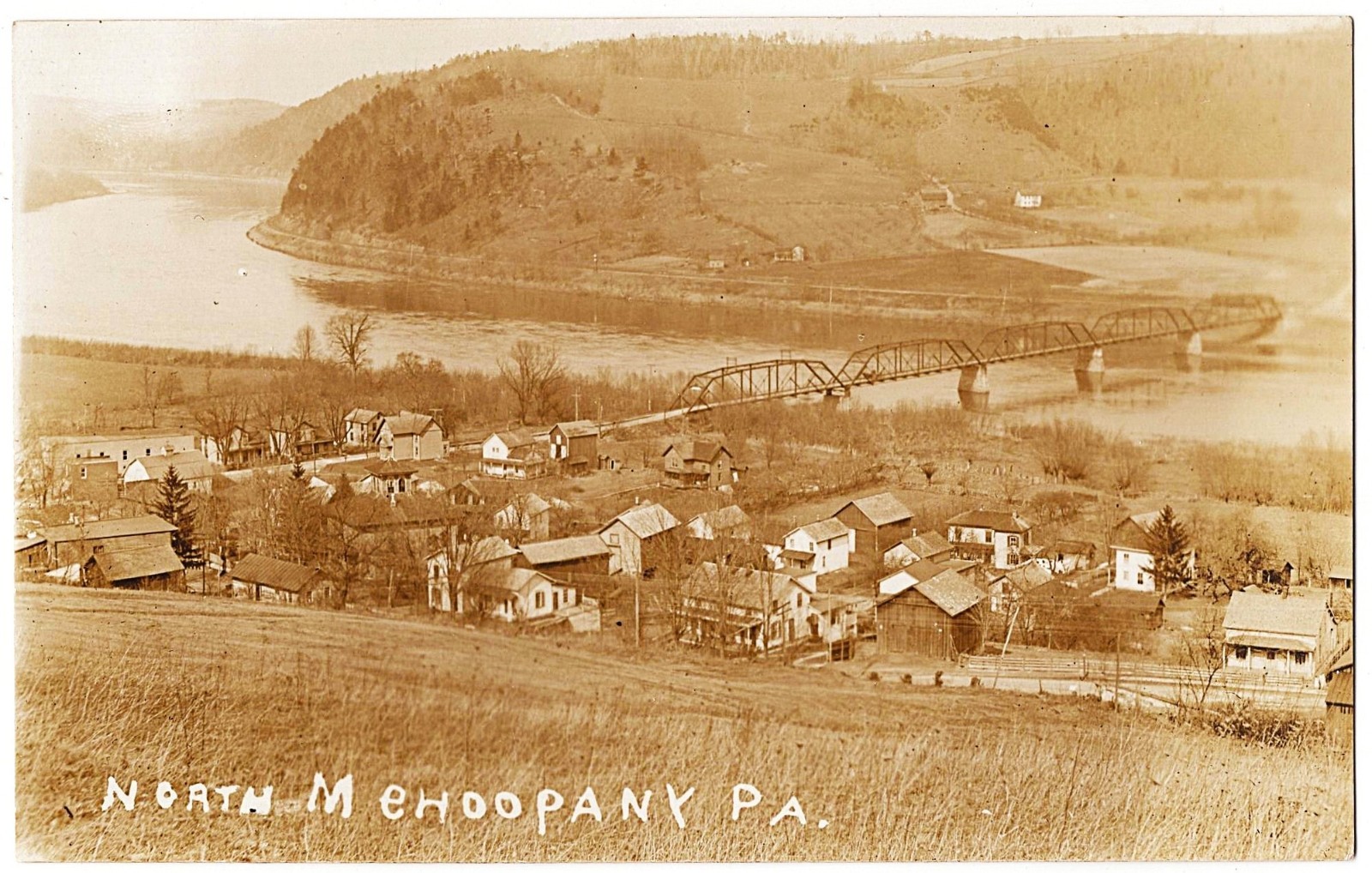 real photo North Mehoopany - Aerial View Of Town antique postcard RPPC