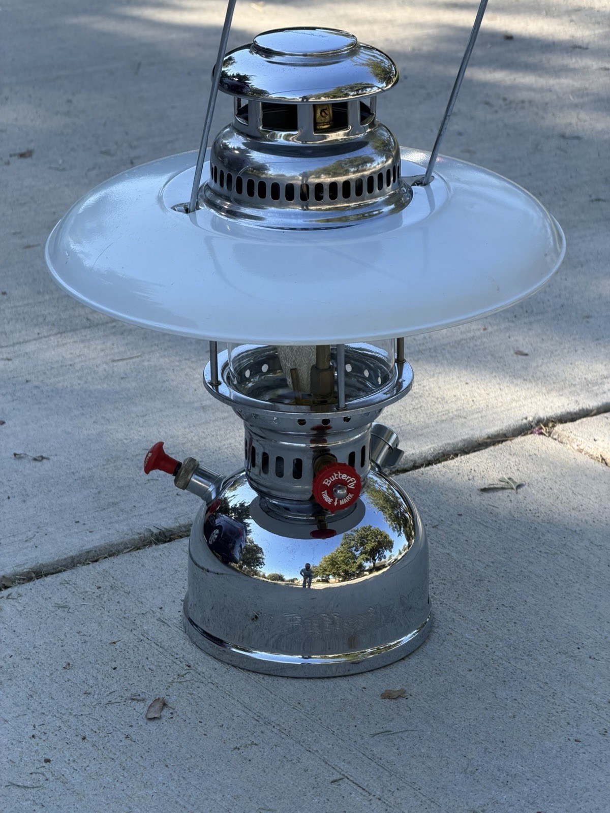 Butterfly Kerosene Lantern With Shade Lid Never Used 