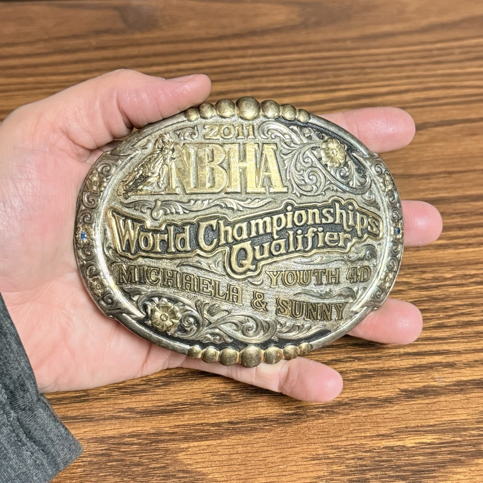 2011 NBHA World Championships Qualifier Gist Bronze Rodeo Belt Buckle