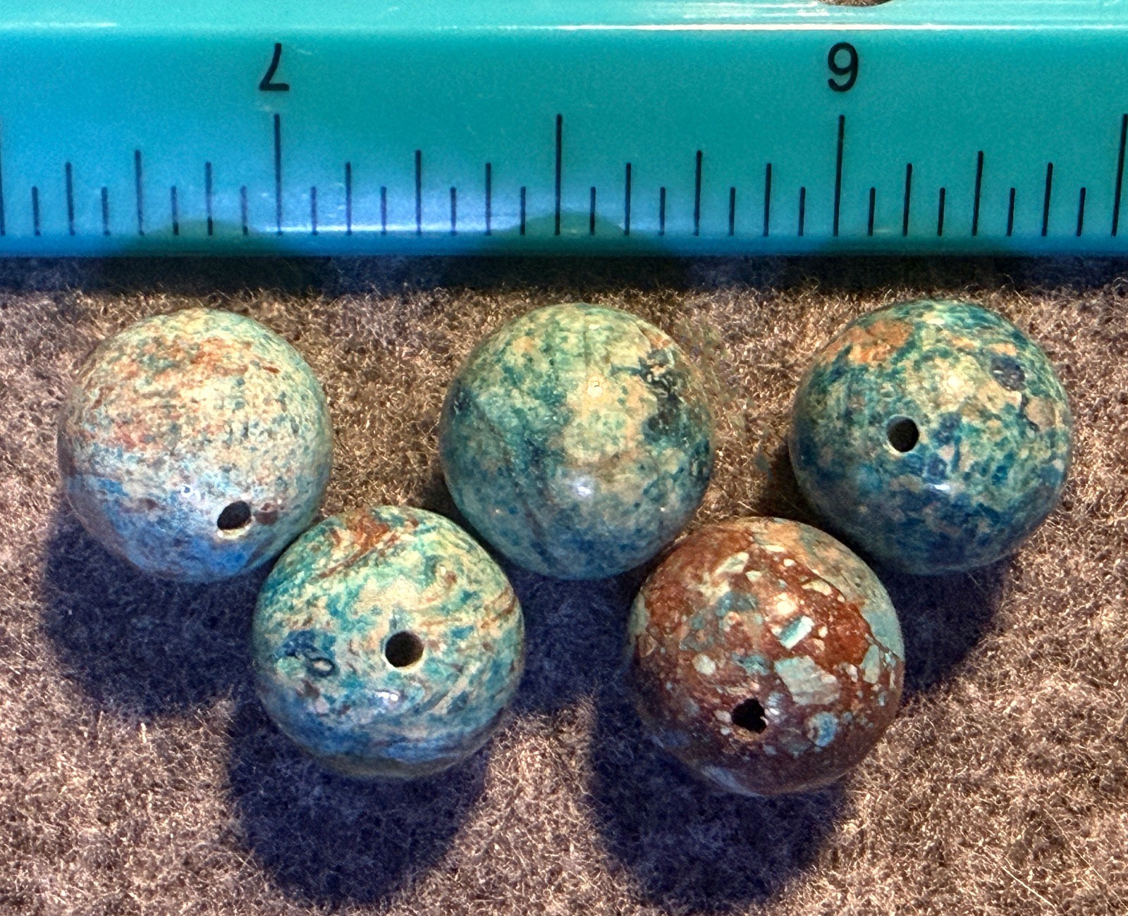 5 Old Original Navajo Indian Turquoise Trade Beads Blue Green 1800's 5 Old Original Navajo Indian Turquoise Trade Beads Blue Green 1800's