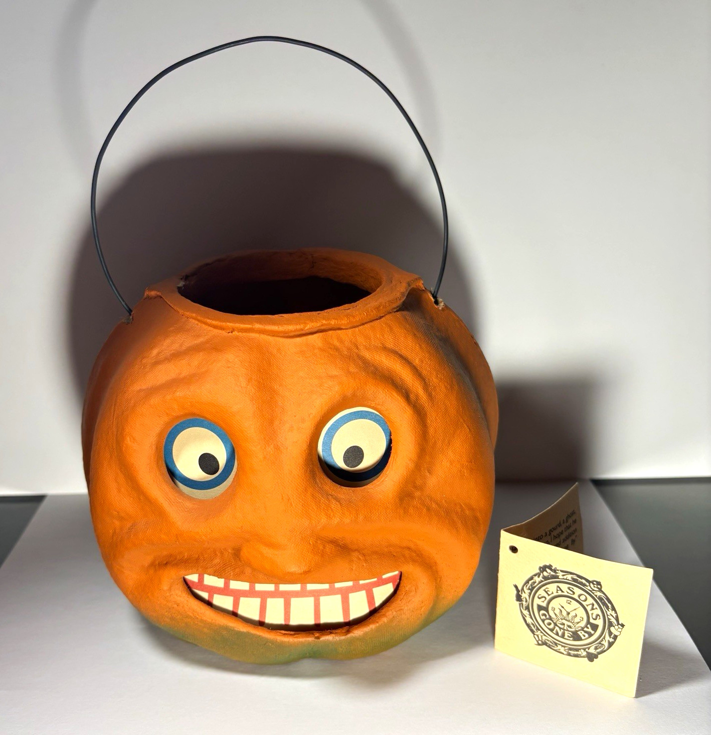 Seasons Gone By, Inc. Papier Mache Pumpkin Halloween Lantern Vtg     signed .