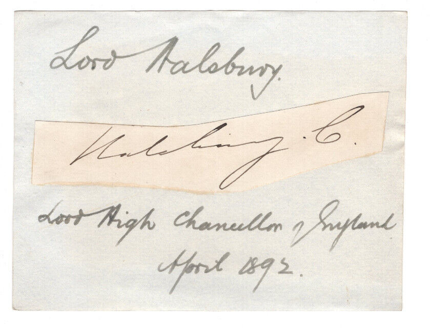 Hardinge Giffard 1st Earl Halsbury Signed Clip 1892 /Autographed High Chancellor