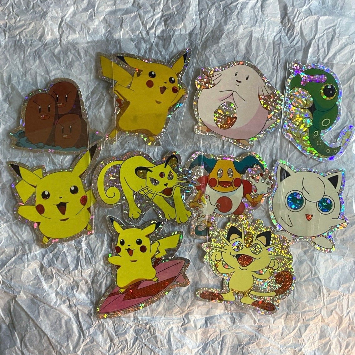 Vintage 90s Pokemon Rare Ice Holo Sticker Set of 10 Vintage 90s Pokemon Rare Ice Holo Sticker Set of 10
