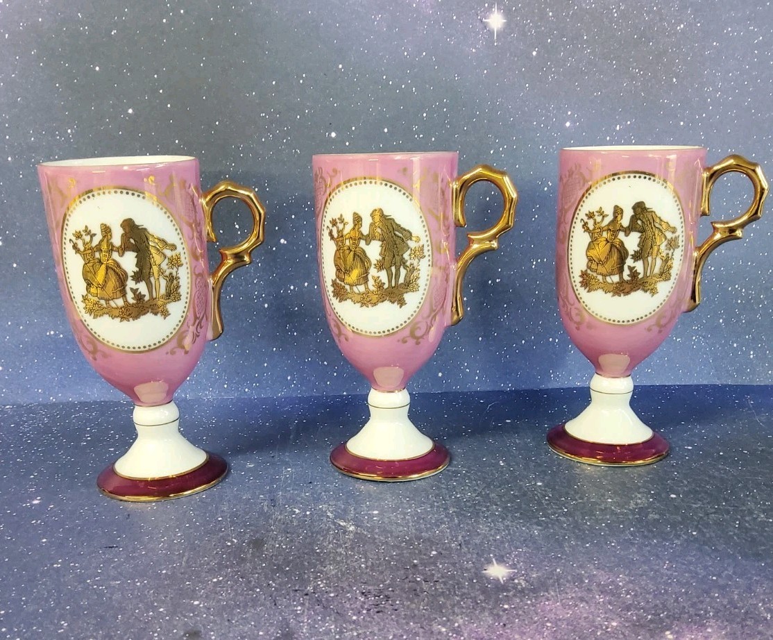 6 Porzellan Ohashi China 1932 Footed Glasses Cups Made In Japan