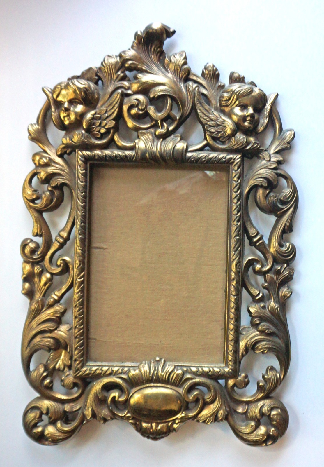 Vintage Victorian Cherubs Cast Metal Finish Art Nouveau Picture Frame