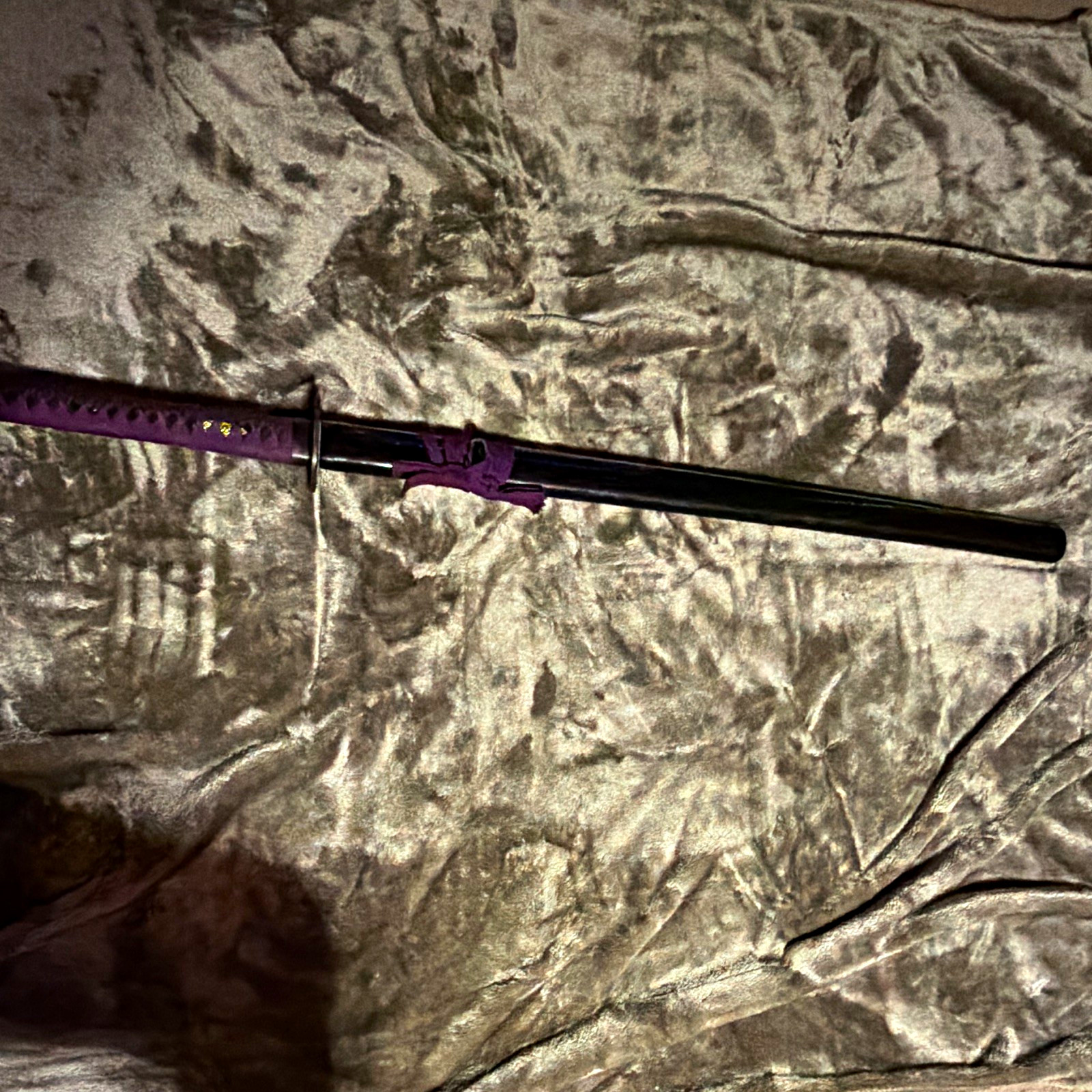 Shinwa Japanese Katana Stainless Steel Full Tang Cord Handle Black/Purple