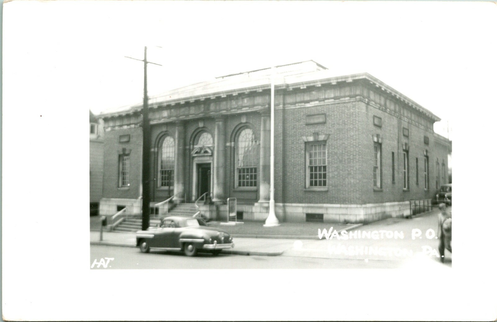 RPPC Washington Post Office Building Street View Washington PA UNP Postcard