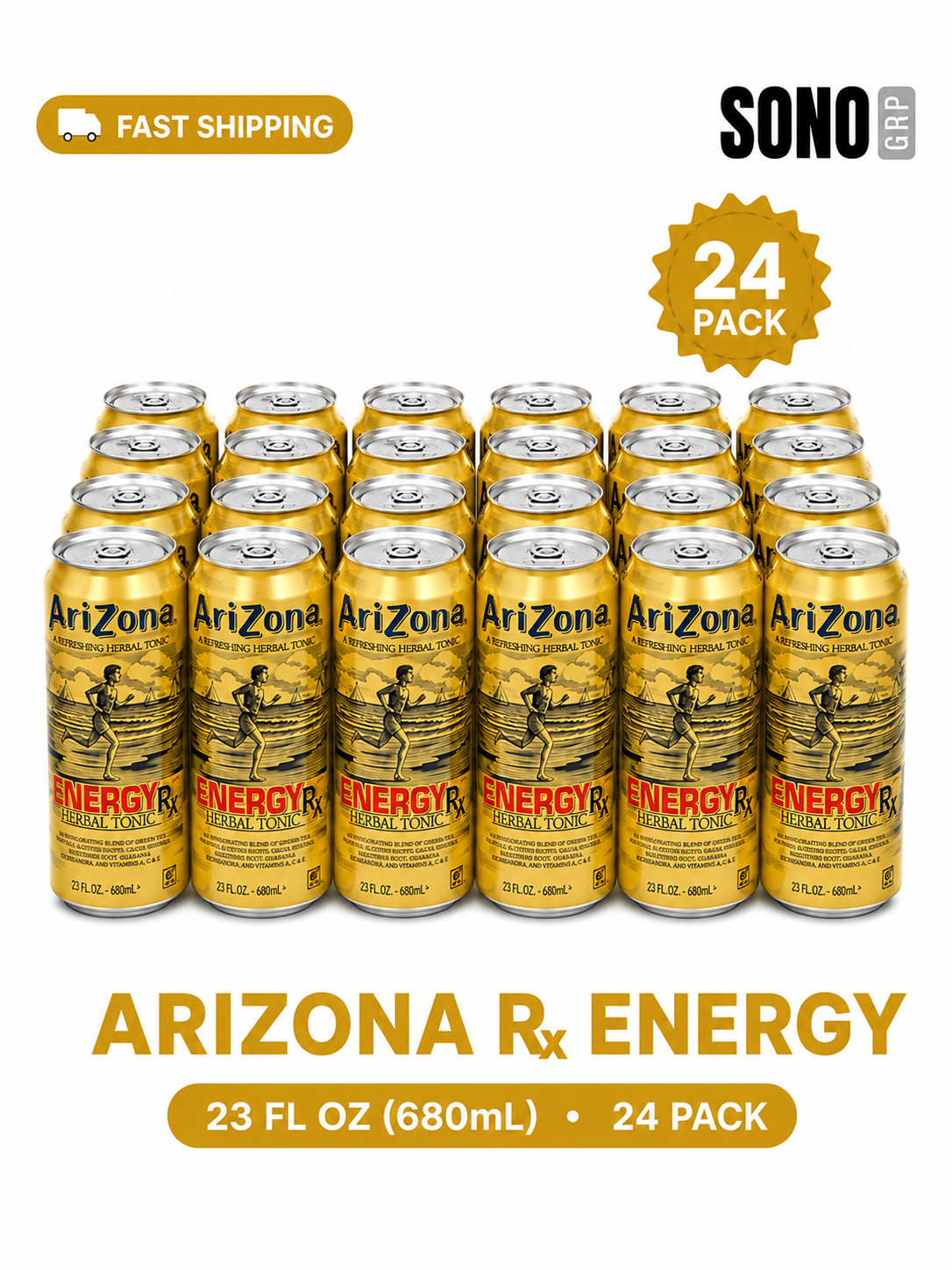 AriZona Rx Energy - Big Can, 22 Fl Oz (Pack of 24)
