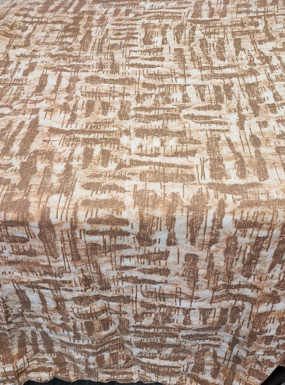 WestPoint Stevens Vintage Full Flat Sheet Brown Abstract Print USA Made