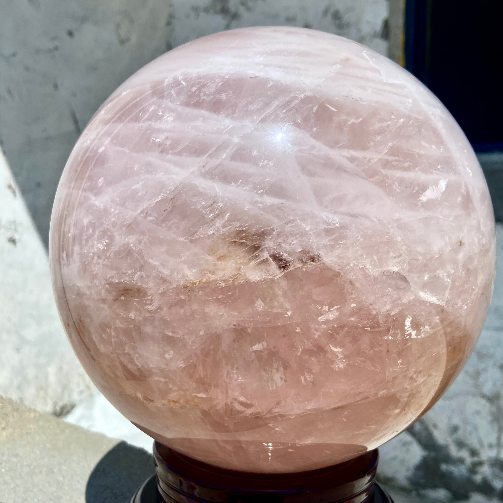 27.9LB Large Natural Pink Rose Quartz Sphere Crystal Ball Reiki Healing