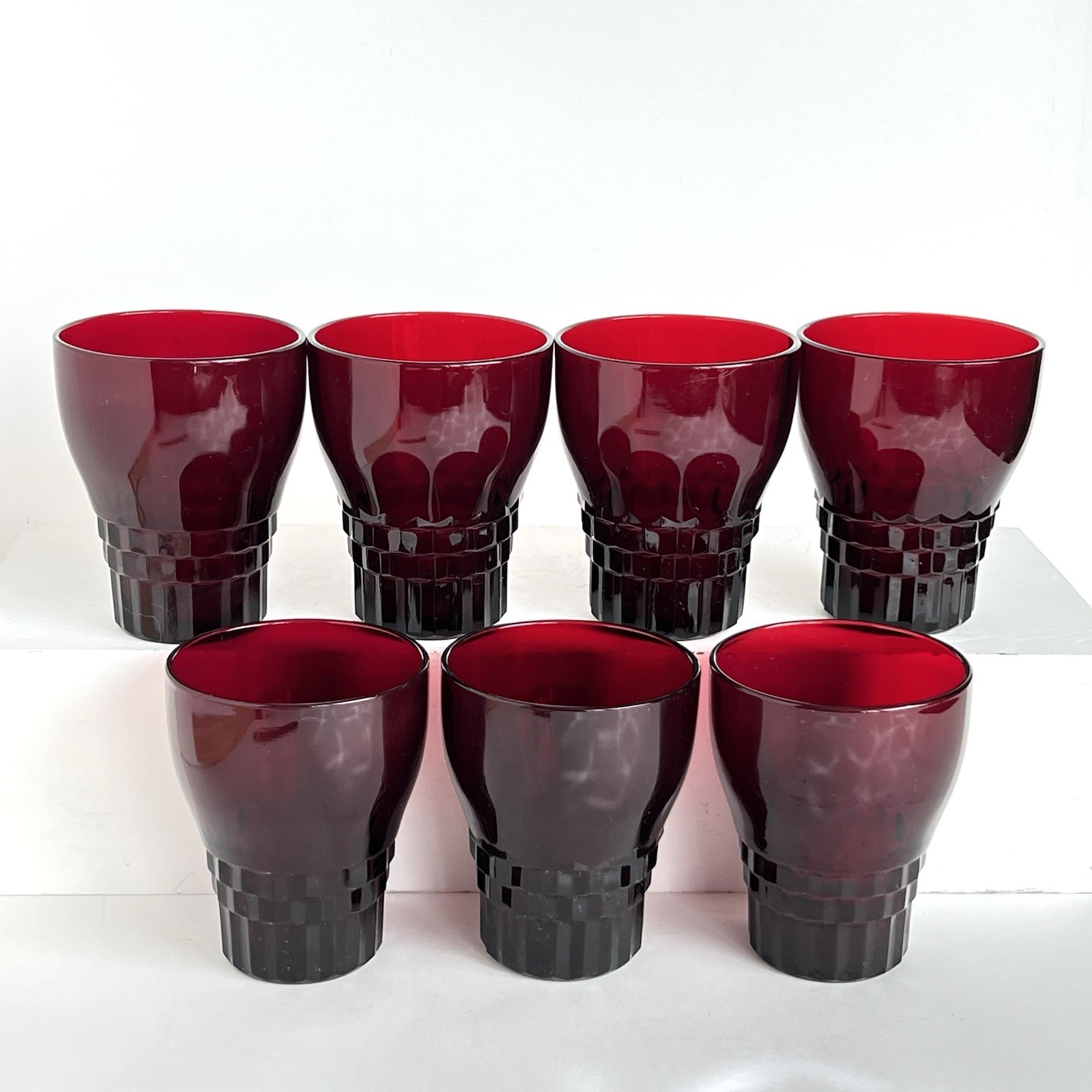 Set 7 Anchor Hocking Windsor Royal Ruby Red Tumbler Depression Juice Glasses 4” Set 7 Anchor Hocking Windsor Royal Ruby Red Tumbler Depression Juice Glasses 4”