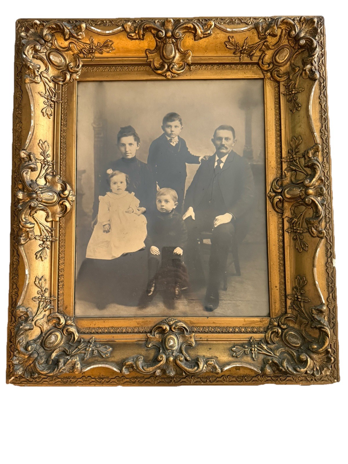 Antique Framed Victorian Family Photograph 1890-1910 Large 25.5 “X 29.5” Frame