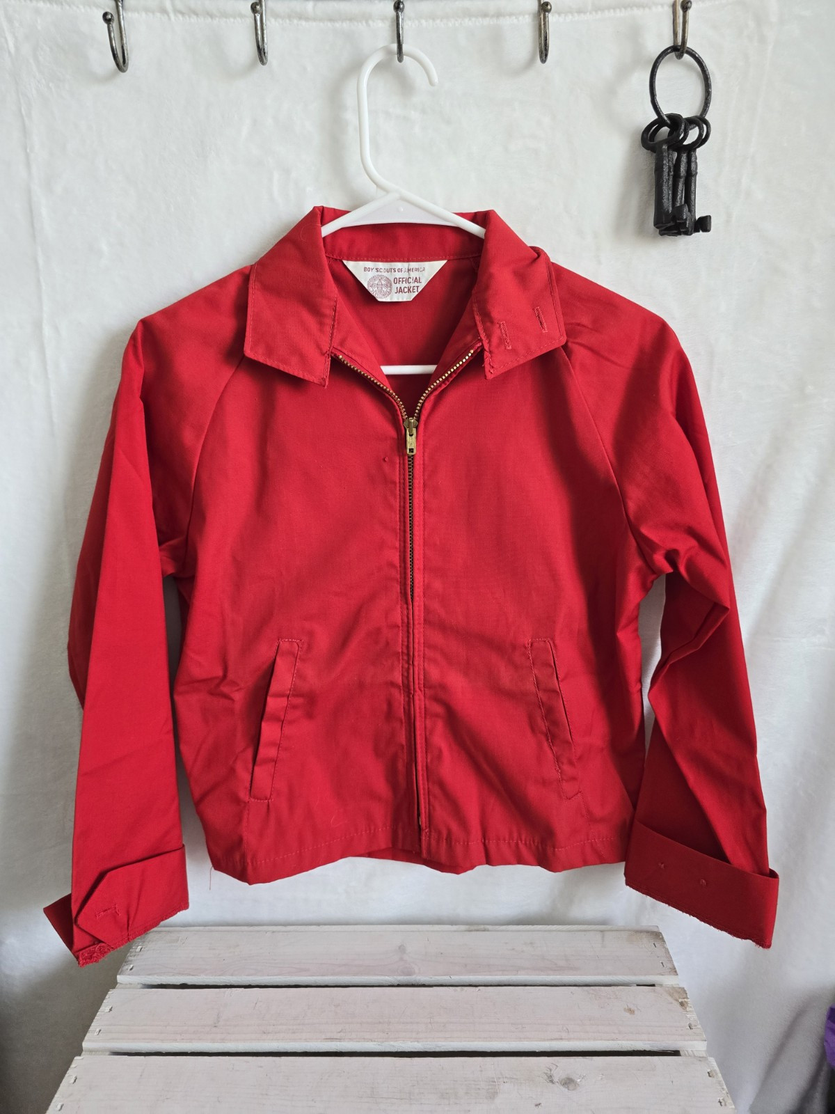1960s Boy Scouts of America red bomber jacket Sz 14 NWOT no patches.
