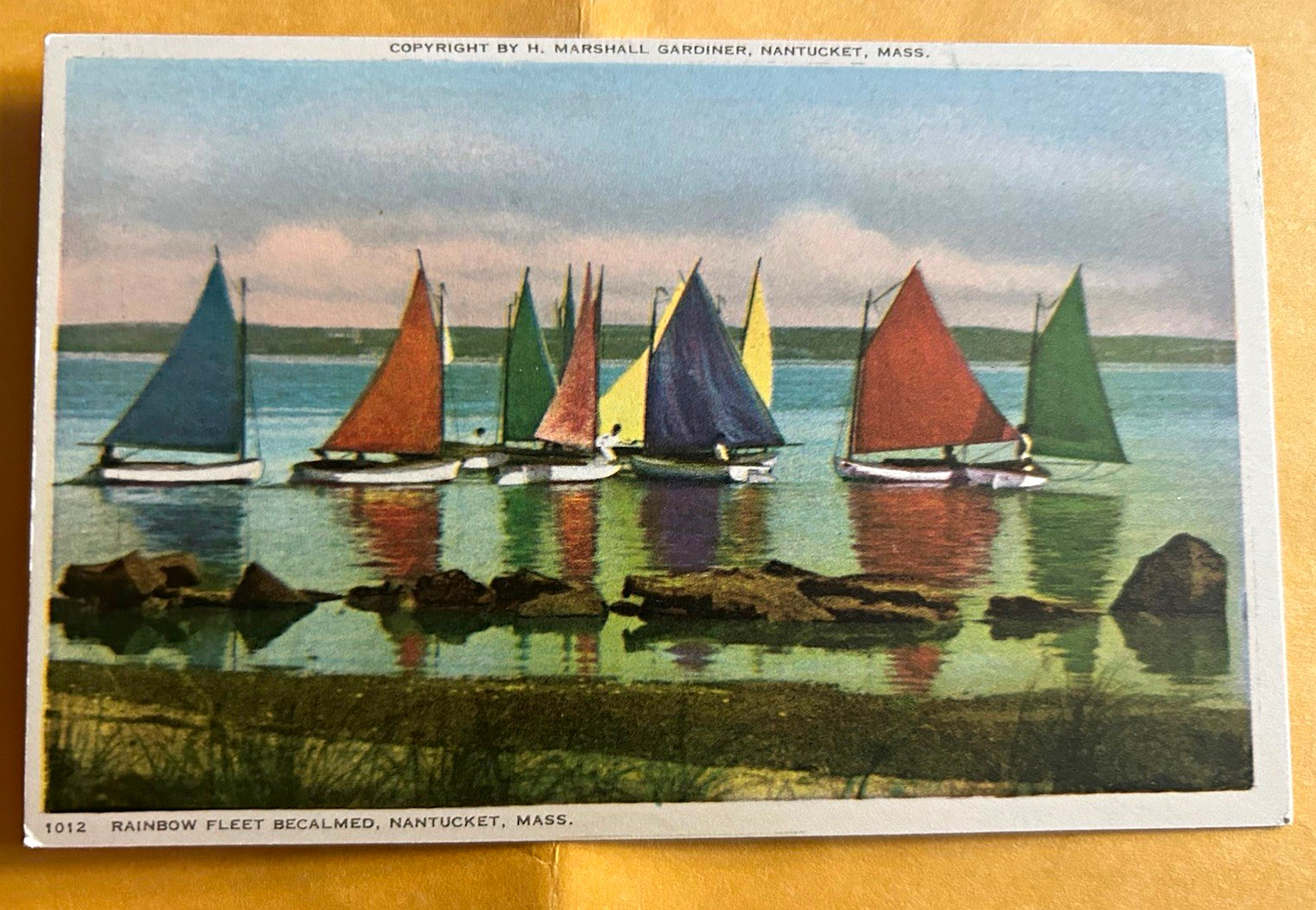 9 -Nine H. Marshall Gardiner Rainbow Fleet Becalmed Nantucket MA Sails Unposted